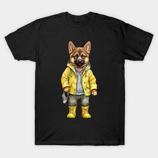 Cute Hard Working German Shepherd T-Shirt by Chavjo Mir11